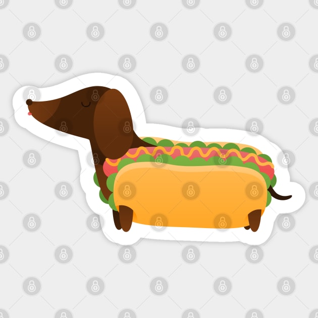 Wiener Dog in a Bun Sticker by BadOdds